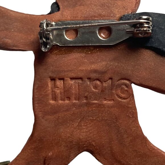 Vintage Teddy Bear Christmas Brooch Pins Lot of 2 Ice Skating Gibson Greetings - Picture 4 of 9